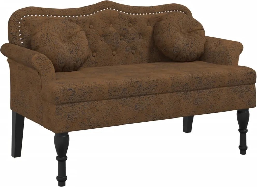 vidaXL Bancă cu perne maro 120,5x65x75 cm piele ecologică întoarsă