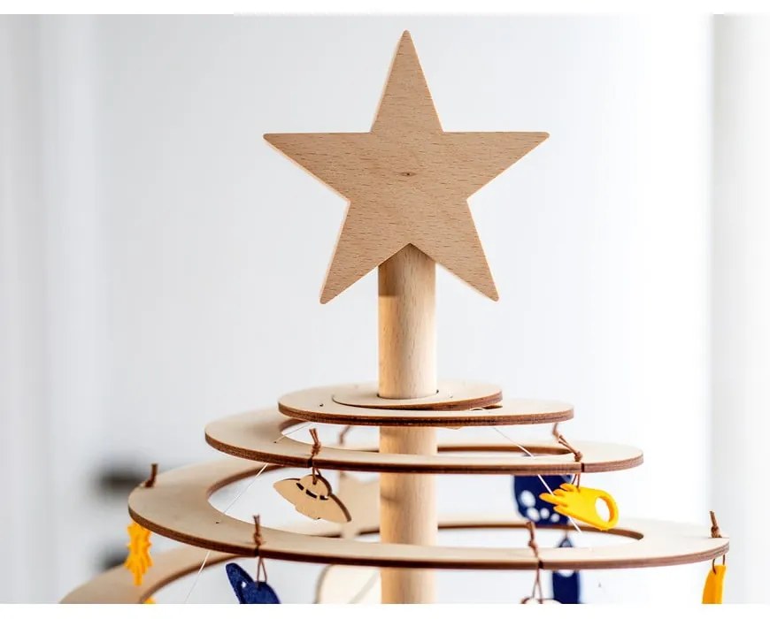 Steluță din lemn pentru brad de Crăciun Spira Large