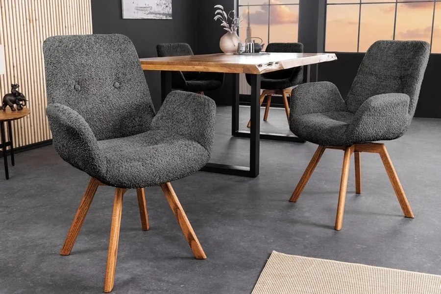 Set de 2 scaune pivotante Baltic stejar/ gri inchis
