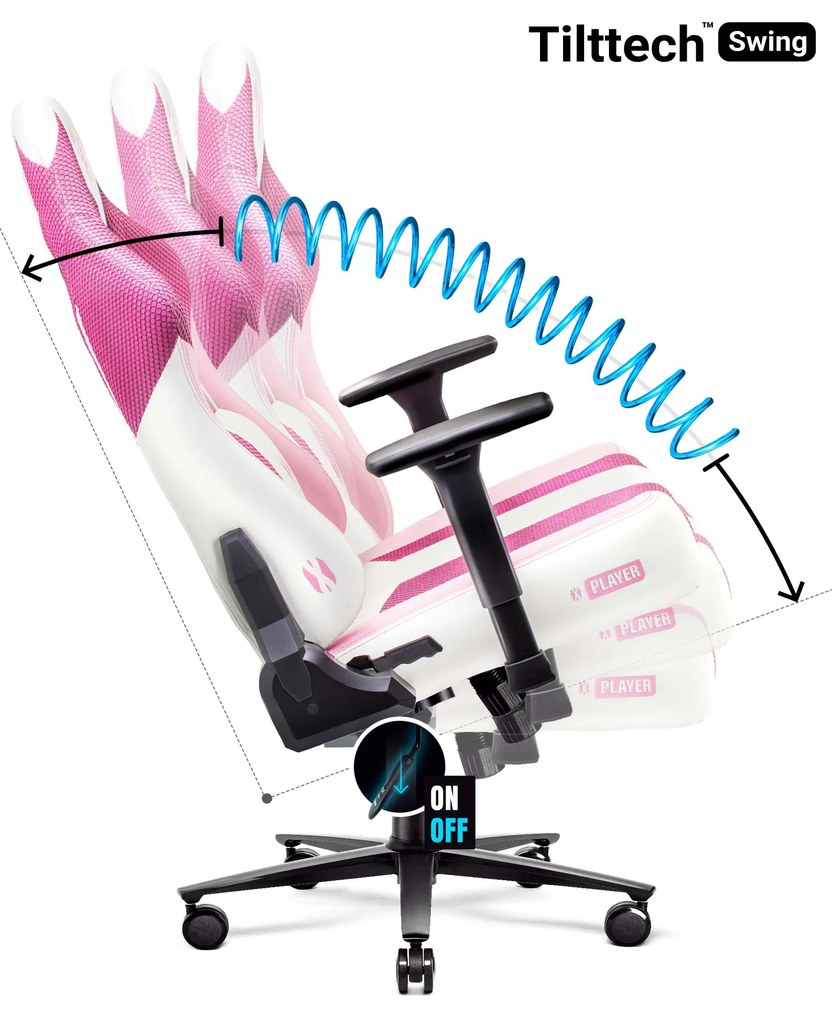 Scaun gaming din material pentru copii Diablo X-Player 2.0: Marshmallow Pink / roz, Kids Size Diablochairs