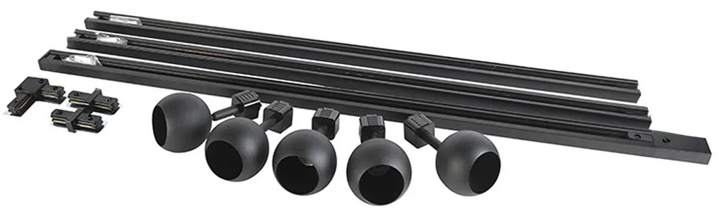 Sistem de șine modern negru cu 5 lumini monofazate - Gissi