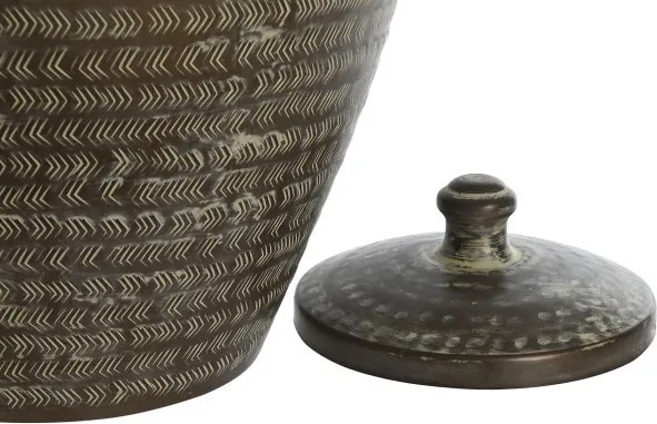 Vază decorativă tibor patinată verde din aluminiu cu structură din aluminiu, "Verdaro"
