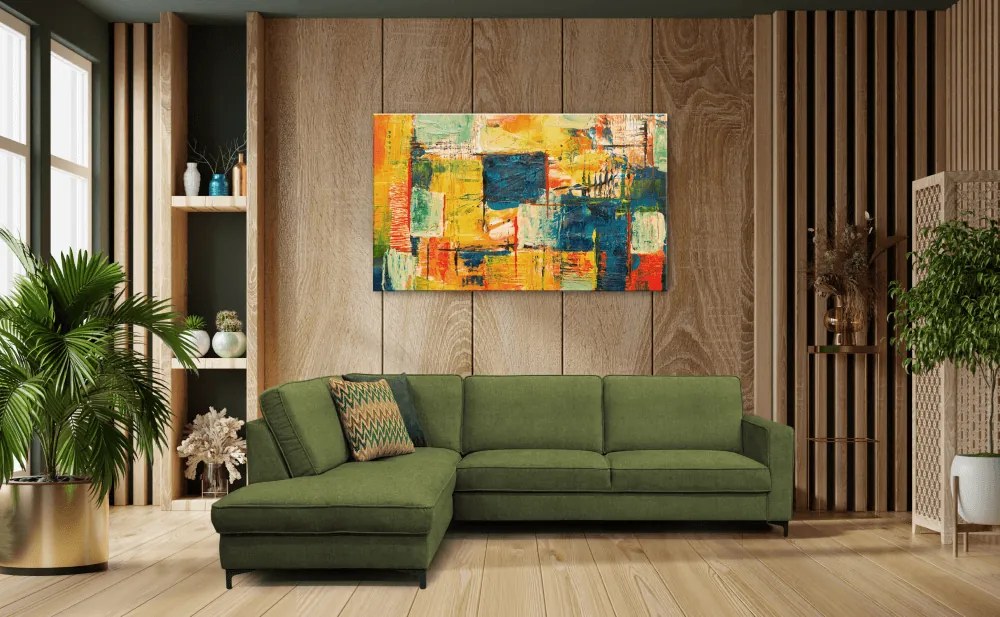 Canapea extensibilă, culoare măslinie, stânga, ERMON ROH