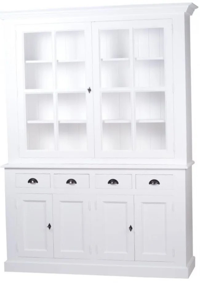 Vitrina, alb, din lemn de pin, dubla, aspect vintage, Classic