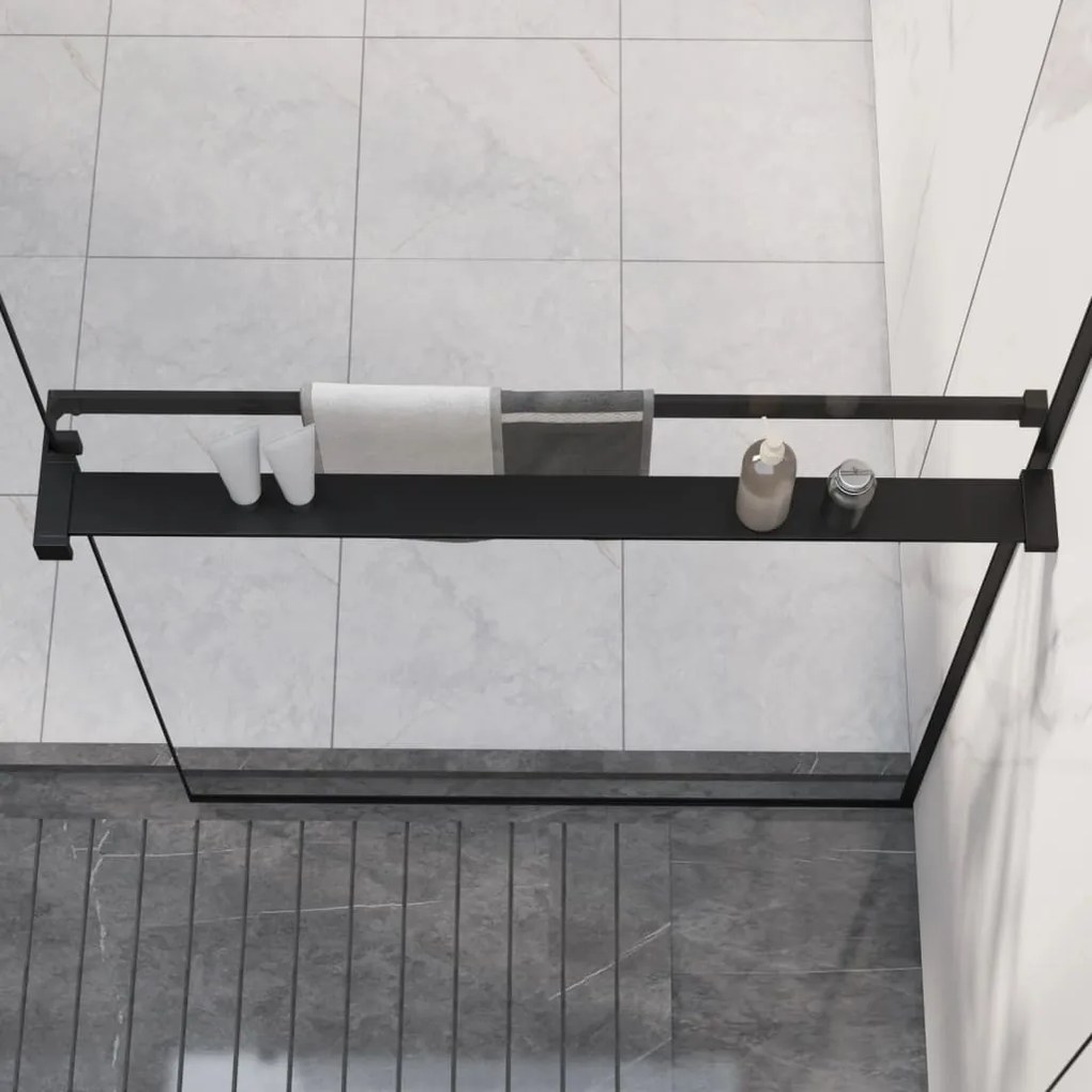 Raft de dus pentru perete cabina de dus, negru, 80 cm, aluminiu