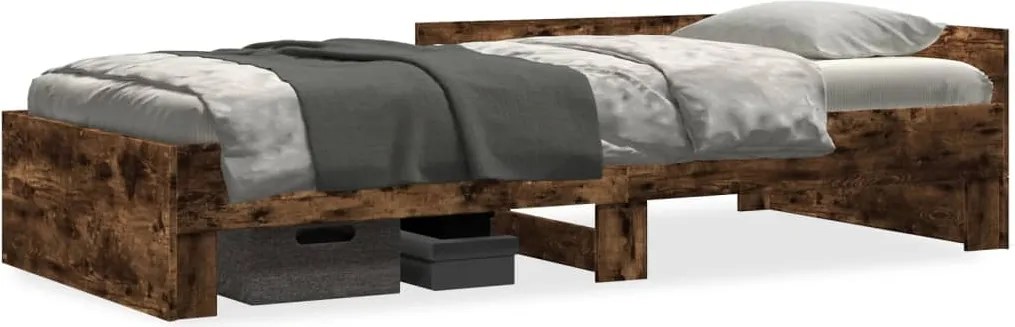 vidaXL Cadru pat fără saltea stejar fumuriu, 90x190 cm, lemn prelucrat