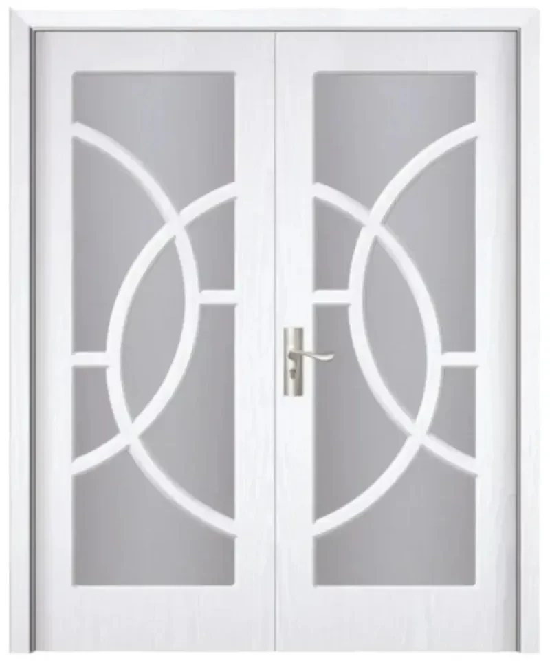 Usa Dubla de Interior din MDF Novo Doors ND220, Geam Sablat, Cadru din Lemn Masiv, KIT COMPLET, Toc , Manere si balamale incluse (Culoare: Alb,