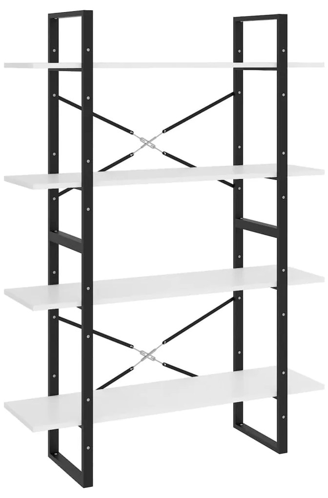 806477 vidaXL Bibliotecă cu 4 rafturi, alb, 100x30x140 cm, PAL
