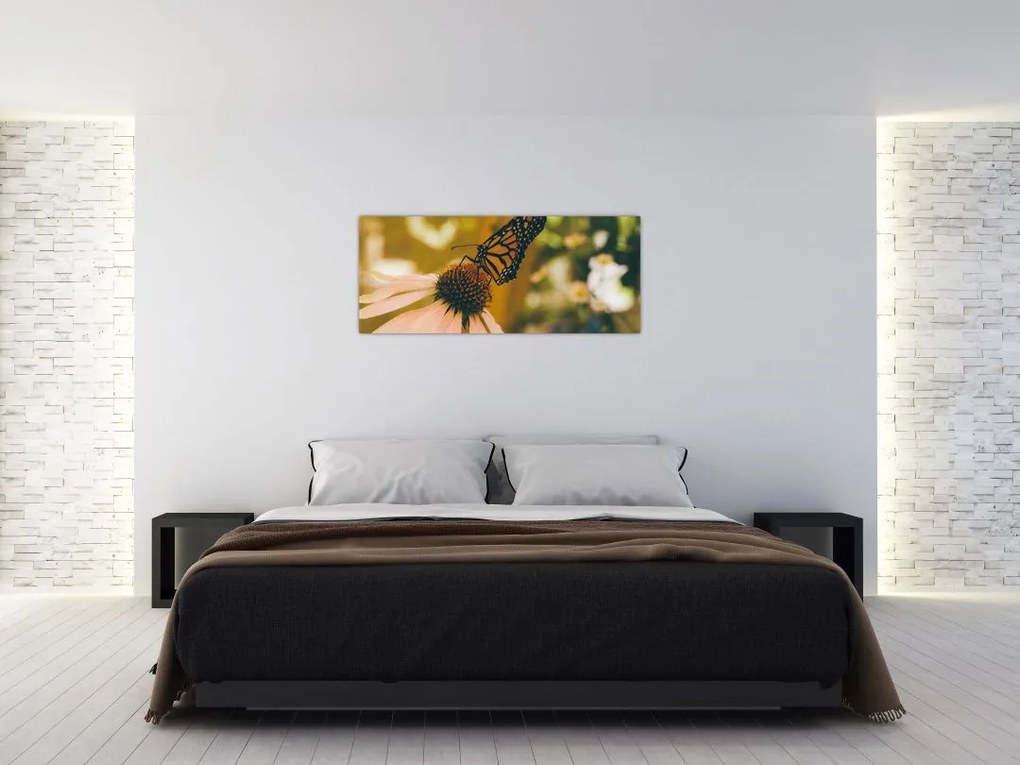 Tablou cu fluture pe floare (120x50 cm)