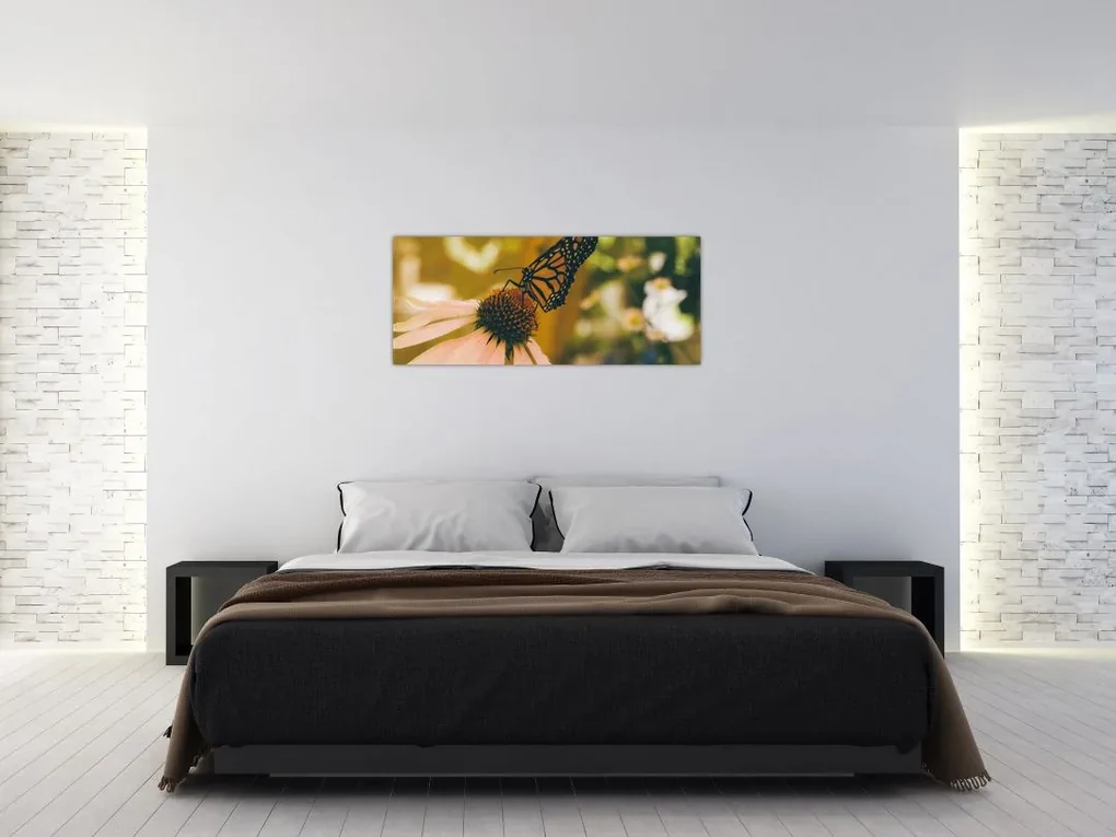 Tablou cu fluture pe floare (120x50 cm)