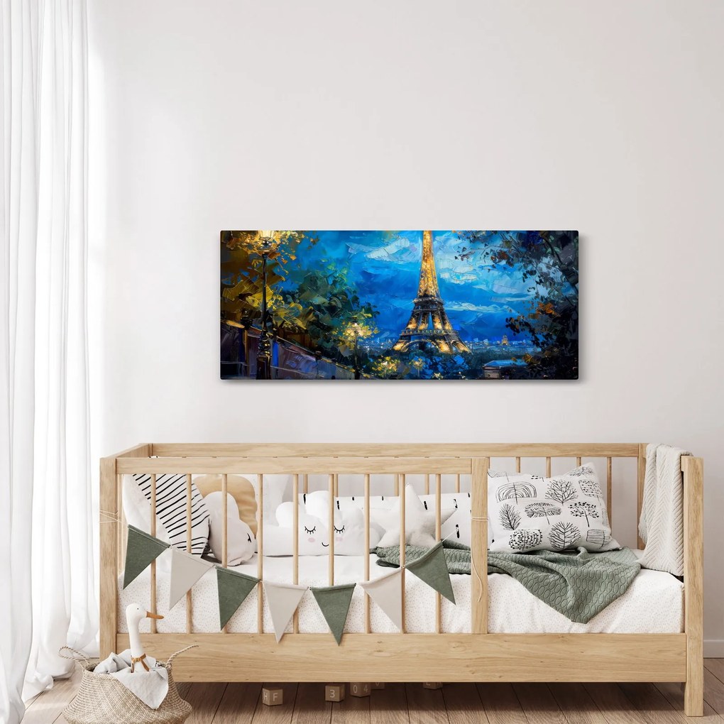 Tablou - Pictură în ulei a Turnului Eiffel (120x50 cm)