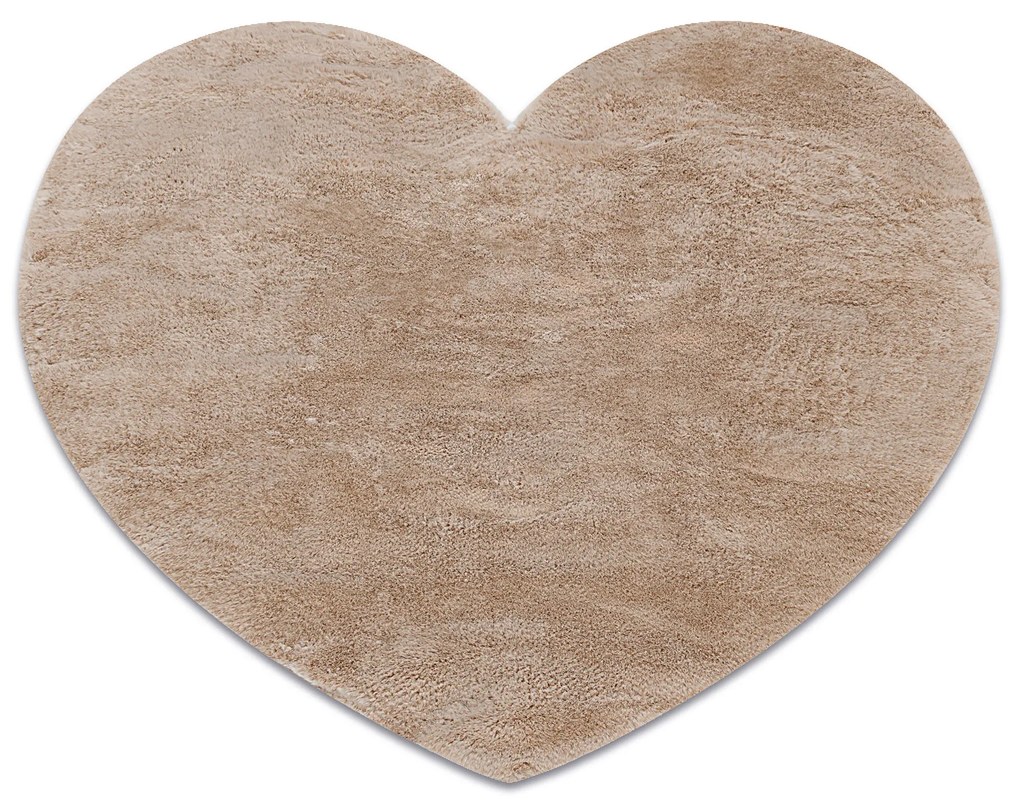 Covor lavabil modern SHAPE 3105 inima shaggy - bej, antiderapant