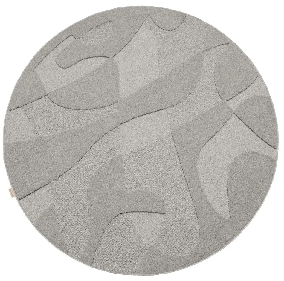 Covor gri rotund din lână ø 160 cm Morphic Botanica – Agnella