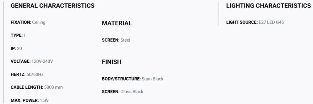 Lustra cu 5 pendule metal TATAWIN S neagra