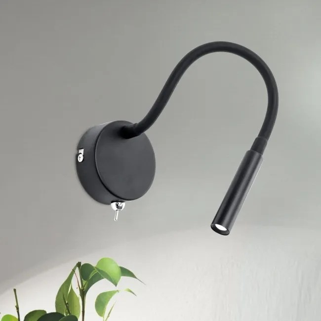 Aplica minimalista cu reader LED directionabil Kurt neagra