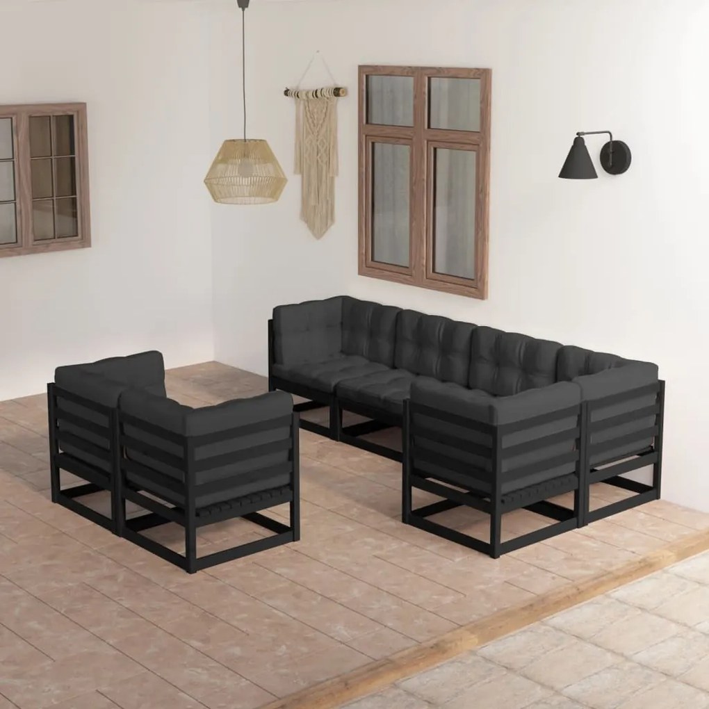 3076698 vidaXL Set mobilier de grădină cu perne, 7 piese, lemn masiv de pin