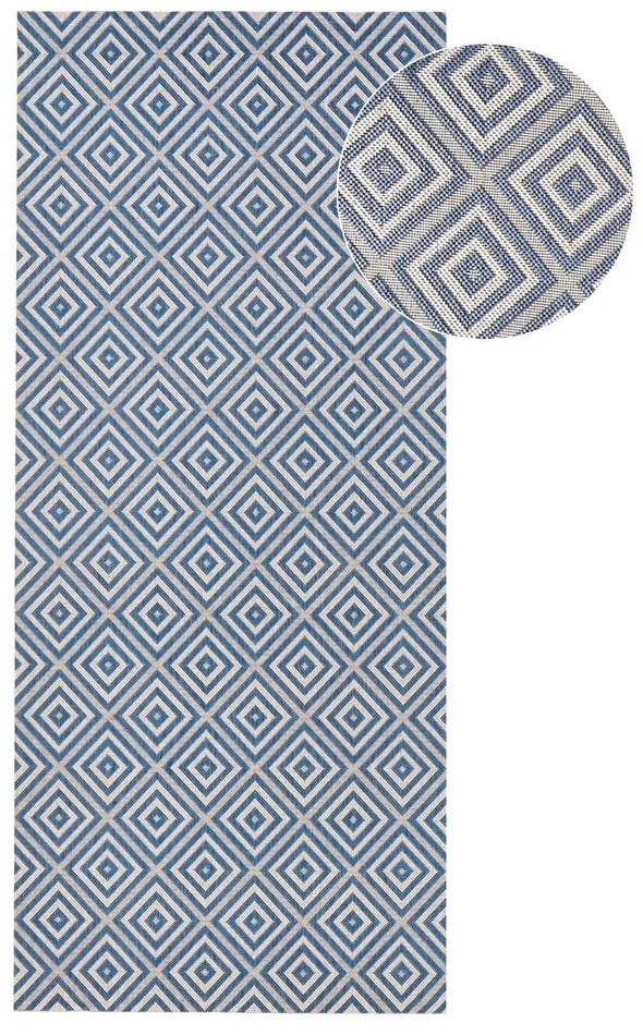 Covor de exterior NORTHRUGS Karo, 80 x 200 cm, albastru