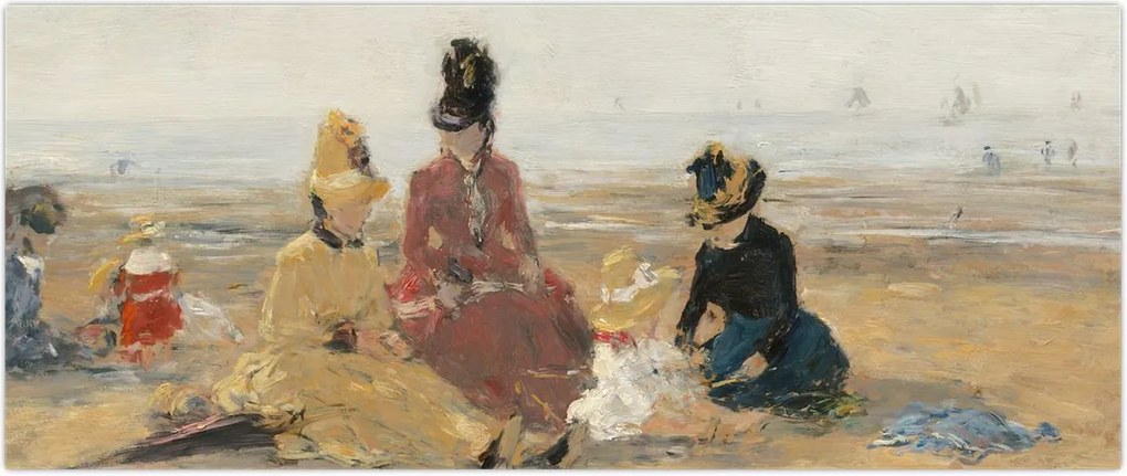 Tablou - Eugène Boudin, On the Beach, Trouville, reproducere (120x50 cm)