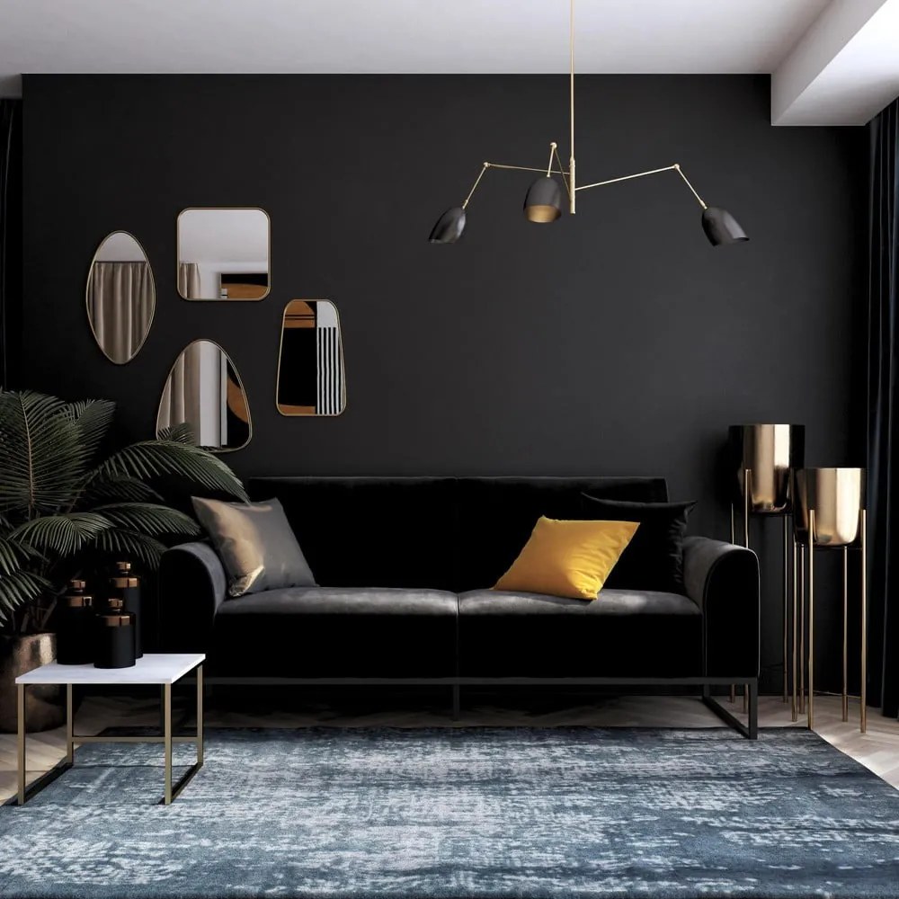 Canapea extensibilă neagră 217 cm Adley - CosmoLiving by Cosmopolitan