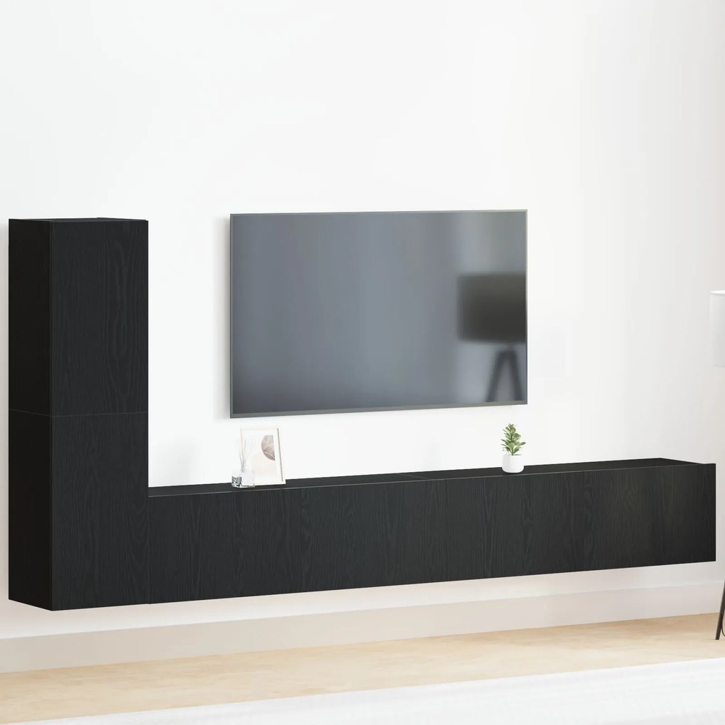 vidaXL Set comodă TV 3 pcs Stejar negru 100 x 30 x 30 cm Lemn compozit