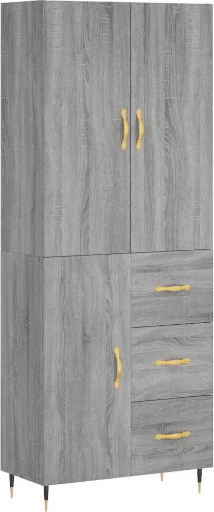 vidaXL Dulap înalt, gri sonoma, 69,5x34x180 cm, lemn compozit