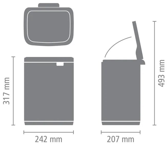 Cos de gunoi Brabantia Bo Small 1006627, 7 L, Deschidere lina si silentioasa, Baza antiderapanta, Alb