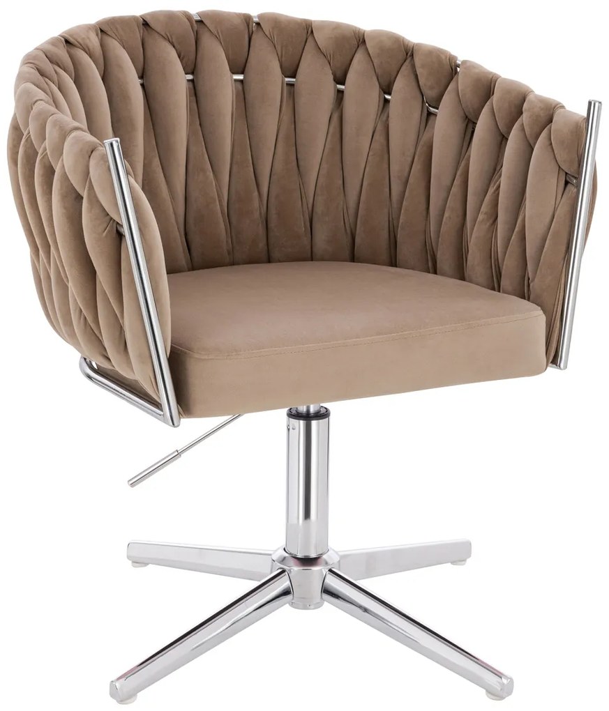 HR750CROSS Scaun Latte din Catifea cu Bază Cromata