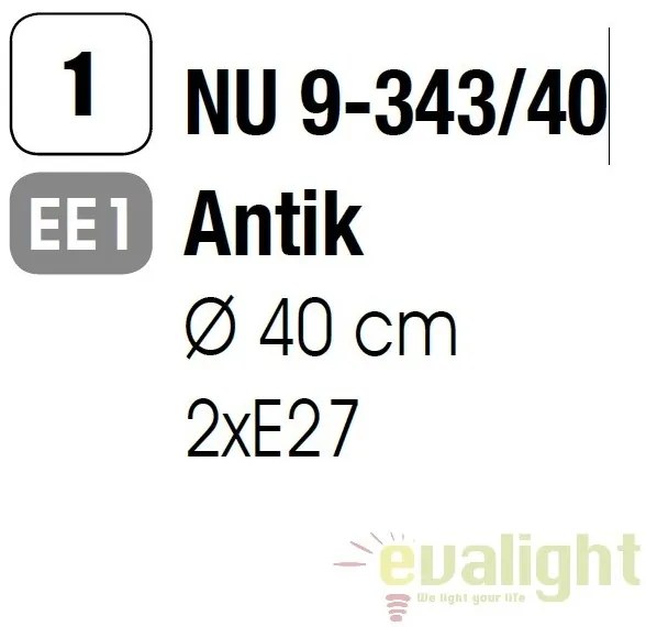 Plafoniera design rustic diam.40cm Abele NU 9-343/40 Antik OR