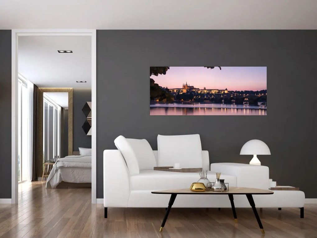 Tablou cu palatul din Praga și Vltava (120x50 cm)