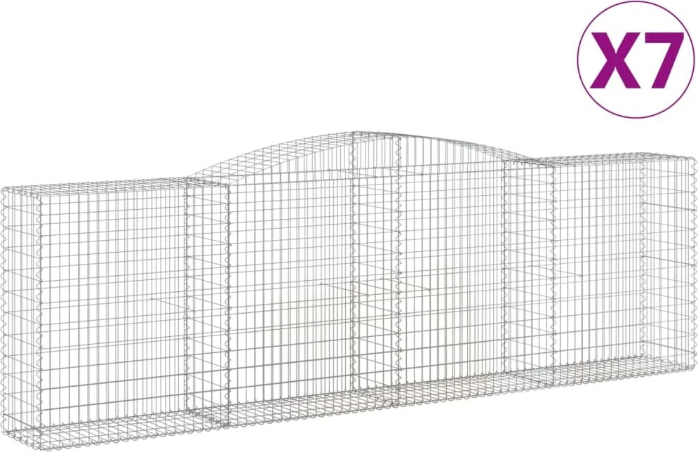 vidaXL Coșuri gabion arcuite 7 buc, 400x50x120/140 cm, fier galvanizat