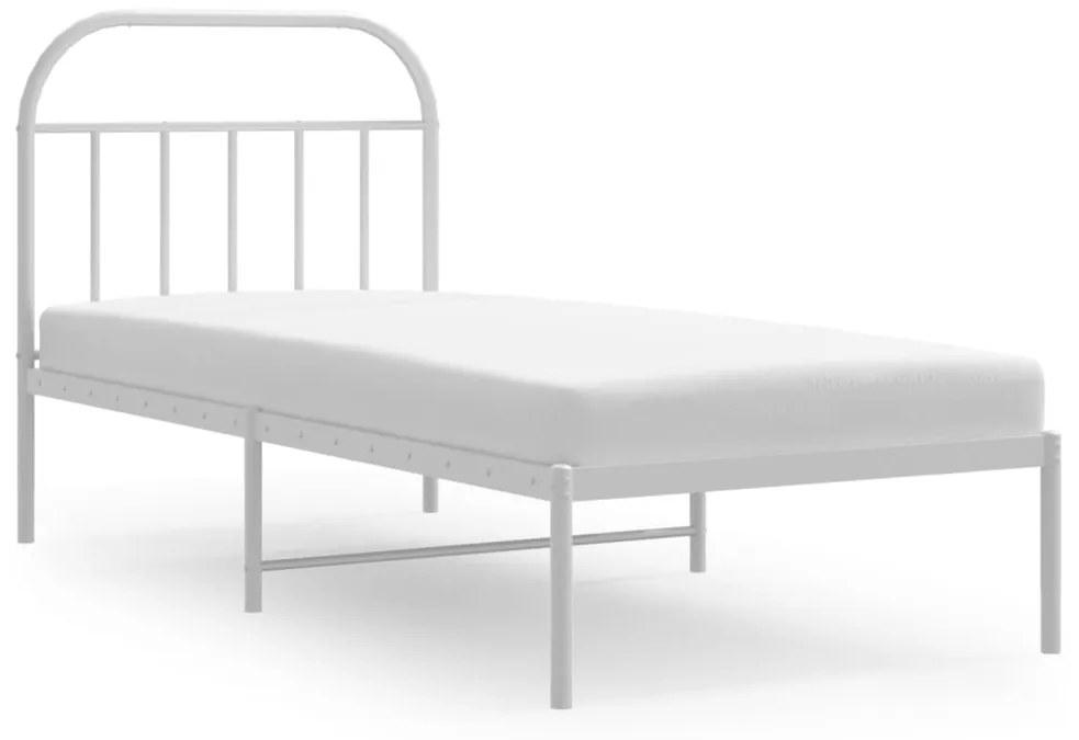 353676 vidaXL Cadru de pat metalic cu tăblie, alb, 90x190 cm
