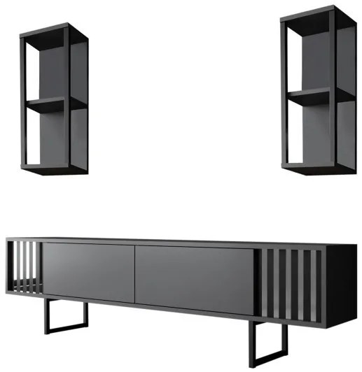 Set de mobilier pentru living Chrome, Antracit- Negru