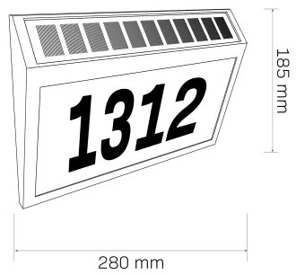Număr casă solar LED NUMERO LED/3,7V 6000K 1200 mAh IP44 negru