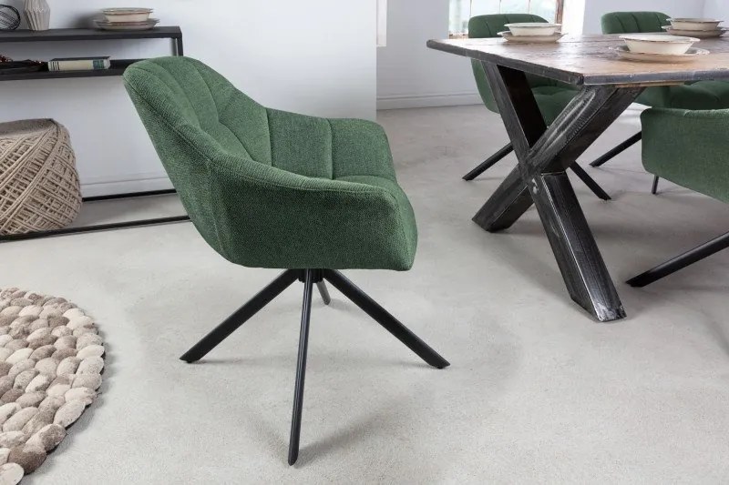 Set 2 scaune pivotante Papillon, tesatura structurala verde inchis