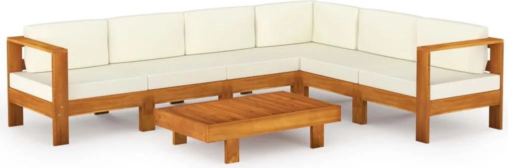 vidaXL Set fotoliu de grădină cu 7 piese și perne, 100x60 cm, lemn de salcâm