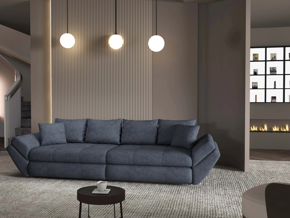 Canapea extensibilă dumonde cu ladă de depozitare si sezut confortabil din spuma high-density, Loana Enjoy Antracit 300x100 cm