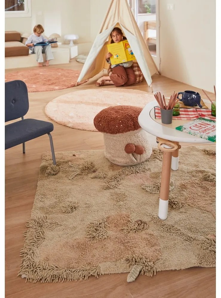 Covor pentru copii roz deschis lavabil/țesut manual din bumbac ø140 cm Round Dot Rose – Lorena Canals