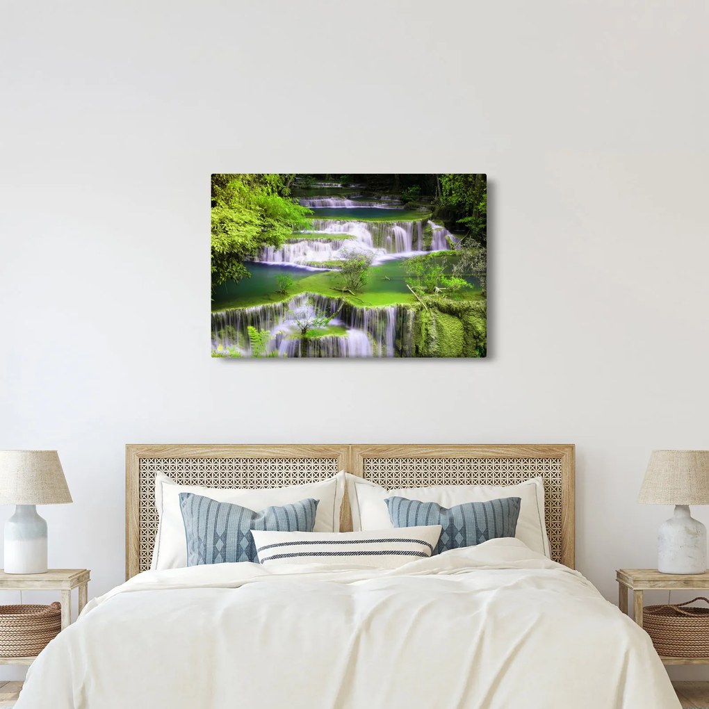Tablou - Cascada Huay Mae Khamin, Kanchanaburi, Thailanda (90x60 cm)