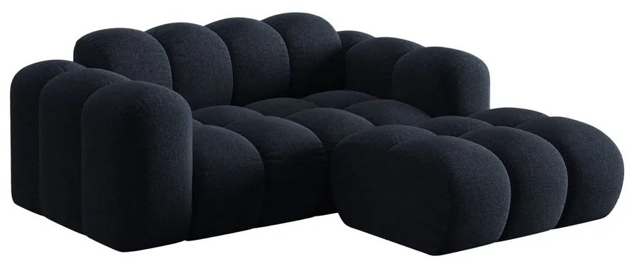 Colțar albastru închis cu tapițerie din chenille (cu colț pe partea dreaptă/cu șezlong) Treno – Cosmopolitan Design