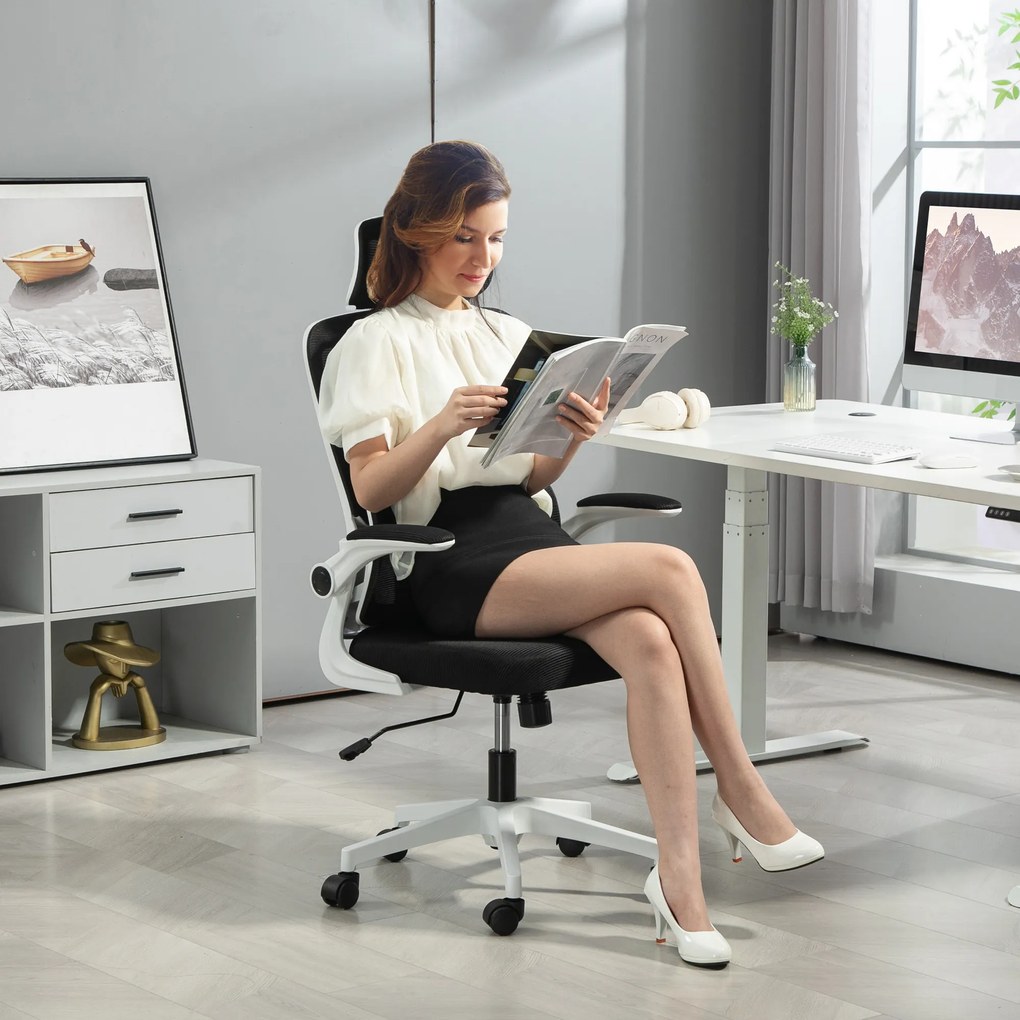 Vinsetto Scaun de Birou Ergonomic cu Tetieră Detașabilă Negru | Aosom Romania