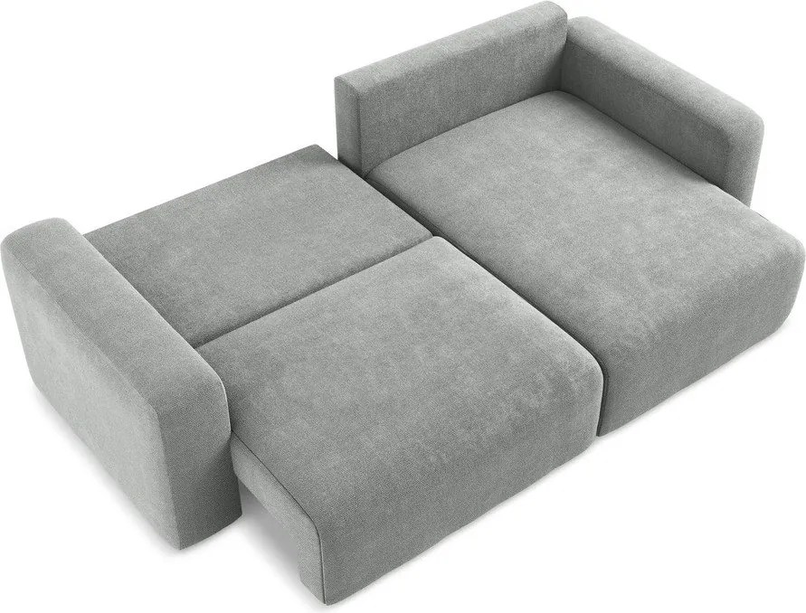 Colțar gri extensibil/cu spațiu de depozitare cu tapițerie din chenille (cu colț pe partea dreaptă/cu șezlong) Kona – Makamii