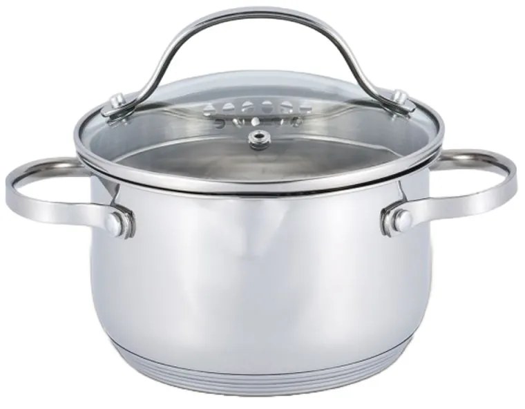 Oala cu margine si guri pentru lichid Voltz V51210D16, 16 cm, 1.9 L, Inductie, Inox