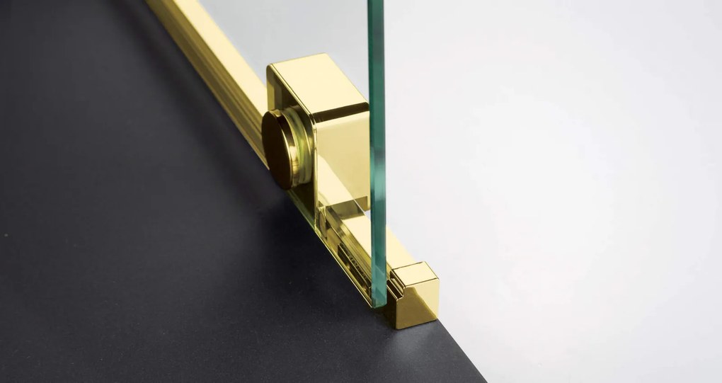 Paravan dus sticla auriu lucios securizata walk-in cu usa glisanta, 140x195 cm, Deante Prizma Auriu lucios, 1400x1950 mm
