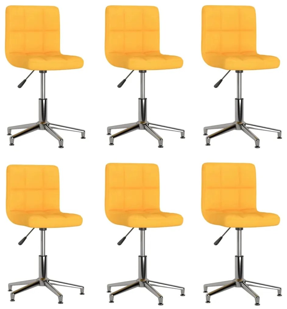 3087621 vidaXL Scaune de bucătărie pivotante 6 buc., galben muștar, textil