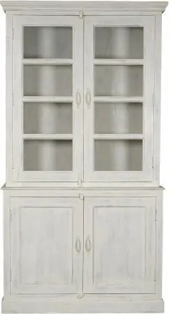 Vitrina din lemn de mango, finisaj alb antichizat, " Library "
