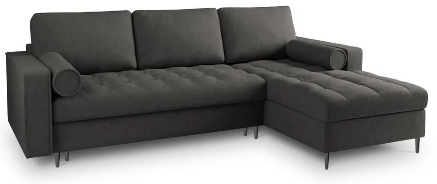 Canapea extensibilă cu șezlong dreapta Milo Casa Santo, gri închis