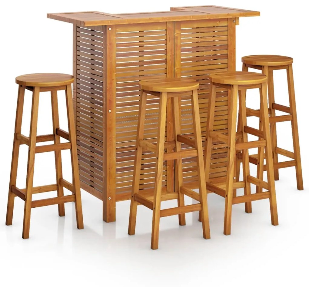 3116001 vidaXL Set mobilier de bar de grădină, 5 piese, lemn masiv de acacia