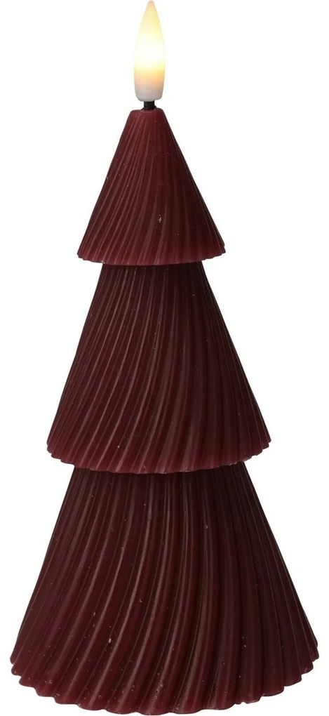Lumânare copac roșu cu LED, 1x LED, 8,5 x 15 cm, 2x AAA