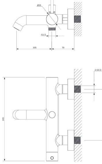 Baterie de duș OMNIRES Y1230CR Y crom lucios