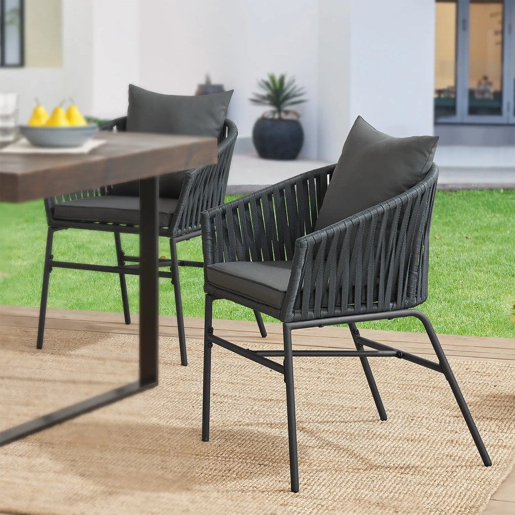 Fotolii din răchită cu perne 2 buc, gri închis